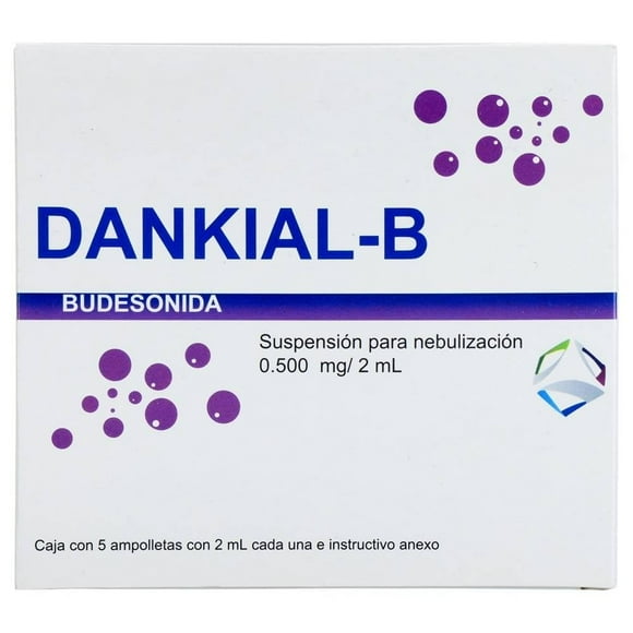 Dankial-B Budesonida caja con 5 ampolletas con 0.500mg/2mL cada una