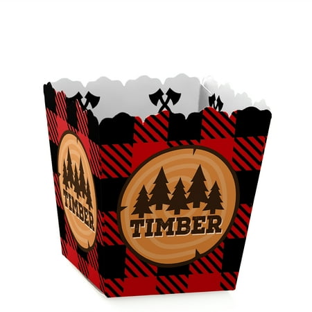 Lumberjack - Channel The Flannel - Party Mini Favor Boxes - Buffalo Plaid or Birthday Party Treat Candy Boxes - Set