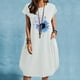 thumbnail image 2 of Vestido suelto informal de manga corta con bolsillo y cuello redondo con estampado del Día de la Independencia de algodón y lino de verano para mujer Fridja  qw3548, 2 of 4