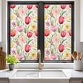 thumbnail image 3 of Spring Tulip Window Privacy Film, Summer Floral Botanical Elegant Static Cling UV Sun Blocking Tint Film Heat Control Windows Films for Bedroom Bathroom, Window Stickers 17.7"x39.3", 3 of 8