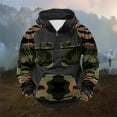 thumbnail image 2 of LMOIPLI Camouflage Print Hoodies for Men Military Mens Fleece Lined Quarter Zip Cargo Sweatshirt with Multi Pockets Black XXXL, 2 of 4