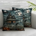 thumbnail image 3 of FANNA Haunted House Pumpkins Full Moon Plush Pillow Case 1PC Halloween Pillowcase Autumn Printed on Both Sides 12x12in, 3 of 5