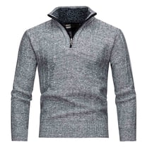 Men's 1/4 Zip Sweater Pullover Long Sleeve Stand Collar Soft Knitted Tops Regular Fit Casual Golf Sweatshirts (L, Gray)
