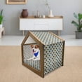 thumbnail image 3 of Geometric Pet House, Overlapping Hexagonal Shapes with Retro Colored Chevron Elements Tile, Outdoor & Indoor Portable Dog Kennel with Pillow and Cover, 5 Sizes, Black Sky Blue Yellow, by Ambesonne, 3 of 5
