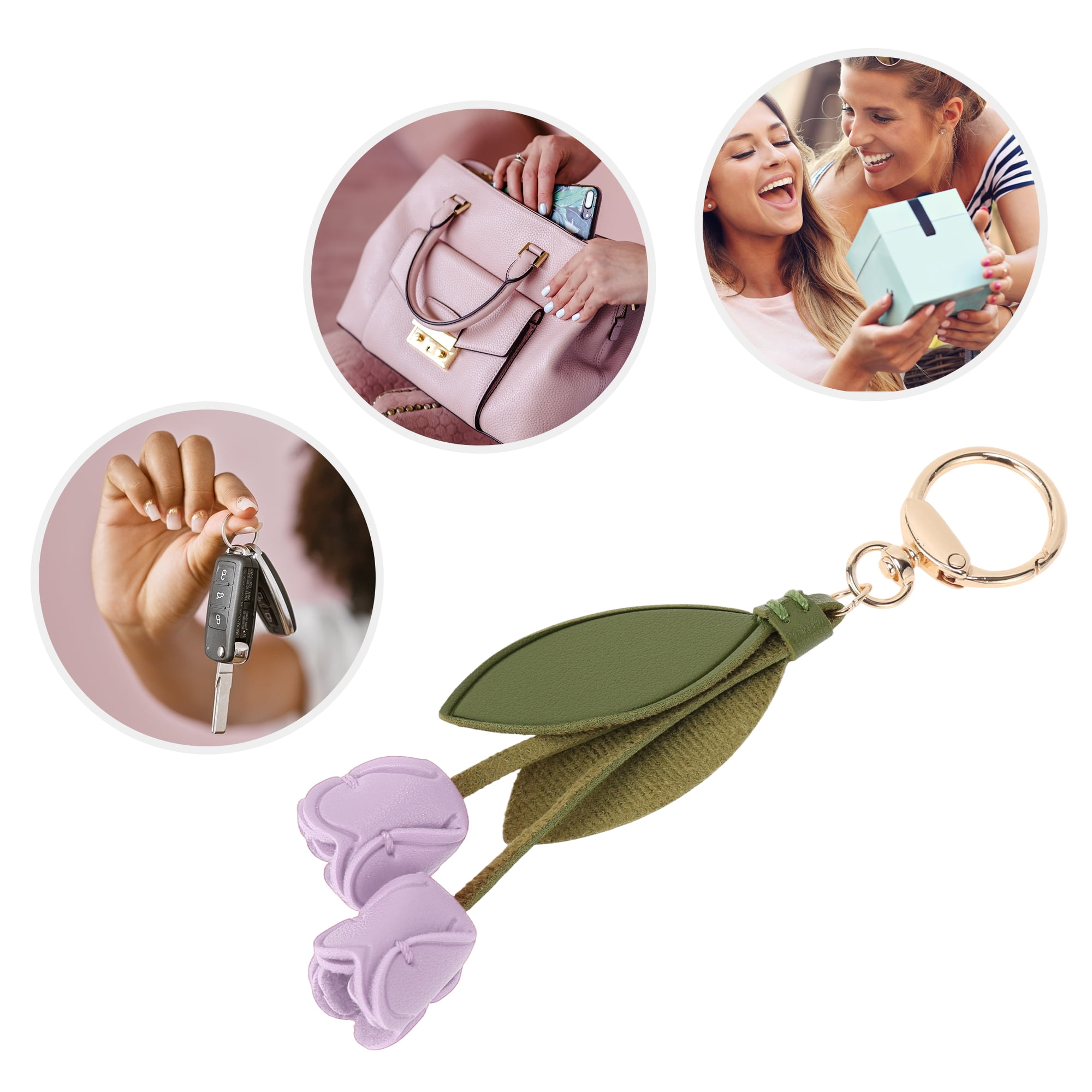 Unique Bargains Colorful Flower Leaf Handbag Charm For Any Occasion 1 Pc Purple