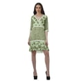 thumbnail image 2 of Moomaya Casual Printed 3/4 Sleeve Georgette V-Neck Mini Custom Dress For Women, 2 of 6