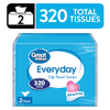 Great Value Everyday Soft Facial Tissues, 2 Flat Cartons, 160 Tissues per Flat, 2-Ply, Compare to Kleenex®