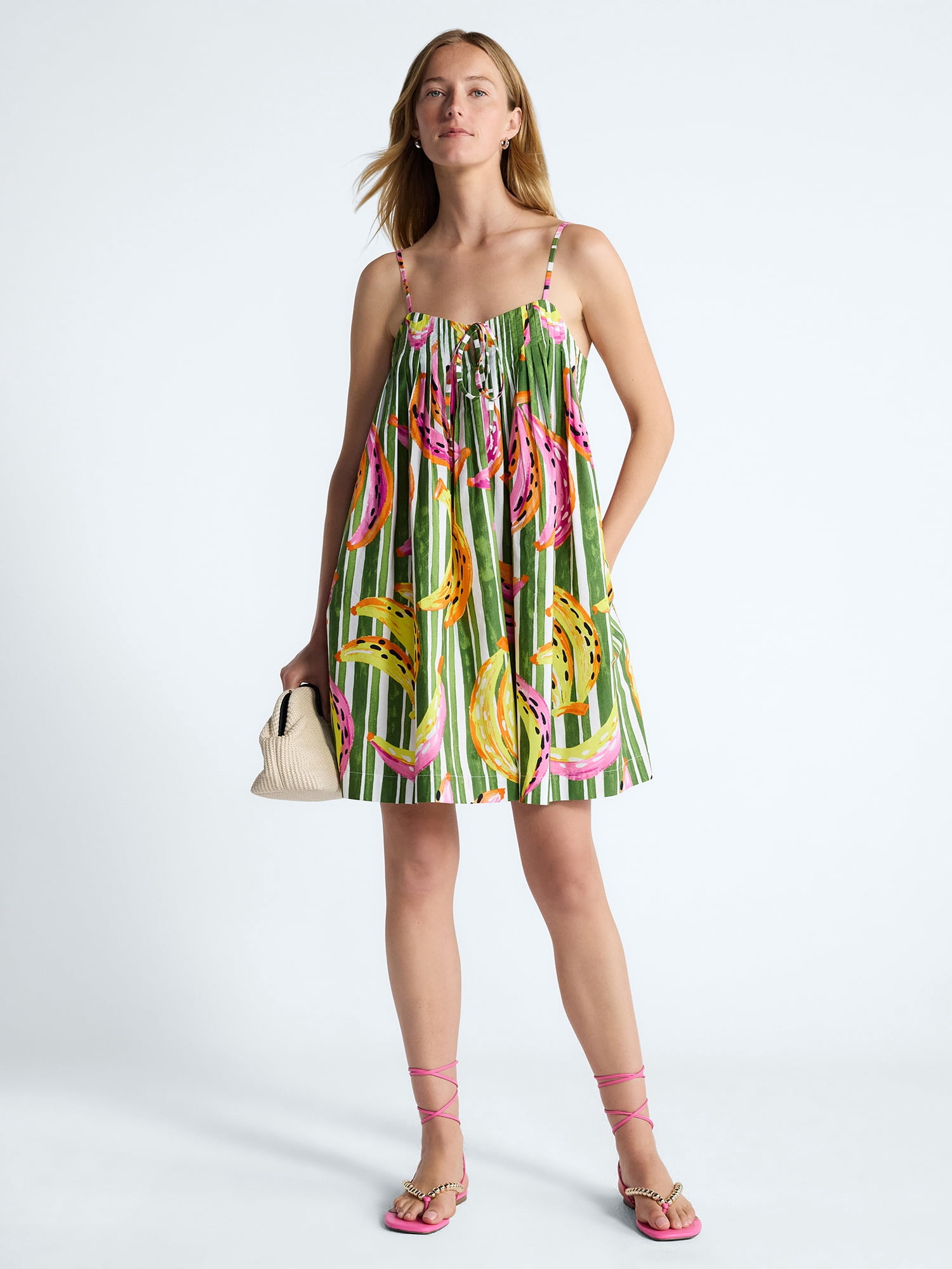 Free Assembly Women's and Women's Plus Cotton Pintuck Mini Dress, Sizes XS-4X