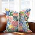 thumbnail image 2 of Abstract Spring Flower Throw Pillow Cover Retro Colorful Simple Print Cotton Linen Cushion Cover Throw Pillow Case with Invisible Zipper for Couch Sofa Bed Chair Car 24x24 Inch, 2 of 13