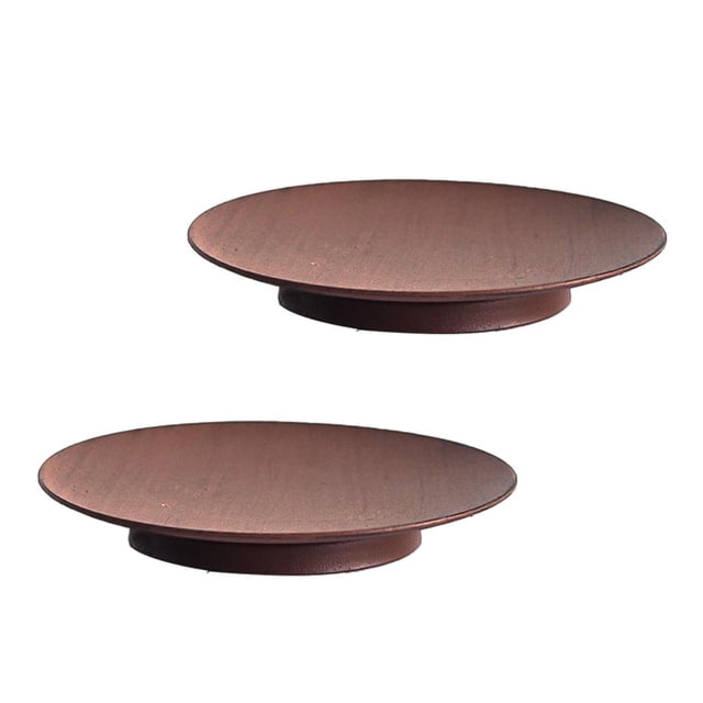 GUOOL 2Pcs Rustic Pillar Candle Holder Plate Tray Decorative Stand Candleholders Retro