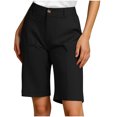 thumbnail image 3 of UVEASISHA Summer Shorts for Women Twill Casual Bermuda Shorts Solid Color Button Zip Short Pants with Pockets Ofertas Flash Black L, 3 of 7