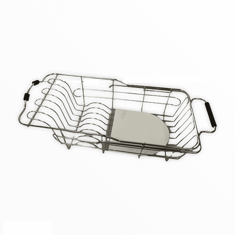 Eassemrack Sink Dish Drying Rack, 304 Stainless Steel Rustproof Expandable Dish Drainer Organizer with Stainless Steel Silverware Holder Over Inside
