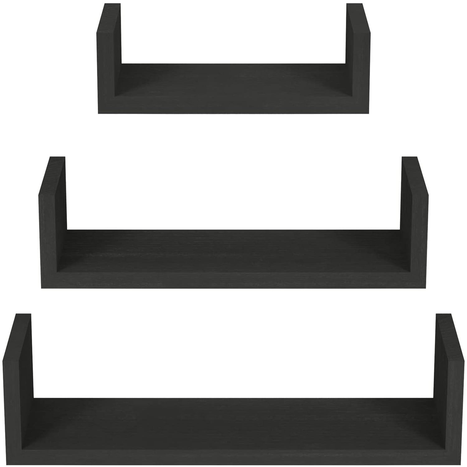UWRNite Floating Shelves Wall Mounted Set of 3, Solid Wood Hanging