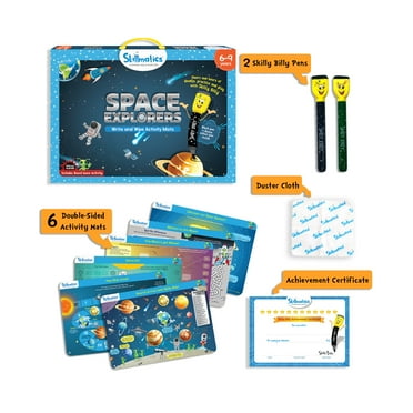 Skillmatics Educational Game: Space Explorers Write & Wipe Activity Mats