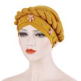 thumbnail image 2 of Women Floral Braid India Hat Muslim Ruffle Cancer Chemo Beanie Turban Wrap Cap, 2 of 9