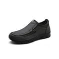thumbnail image 3 of Ferndule Men Vintage Low Top Flats Office Round Toe Leather Shoes Work Non-Slip Slip On Casual Shoe, 3 of 9