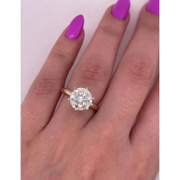 2Ct Lab Created Diamond Round Cut Solitaire Beauty Engagement Ring 14K Yellow Gold Plated