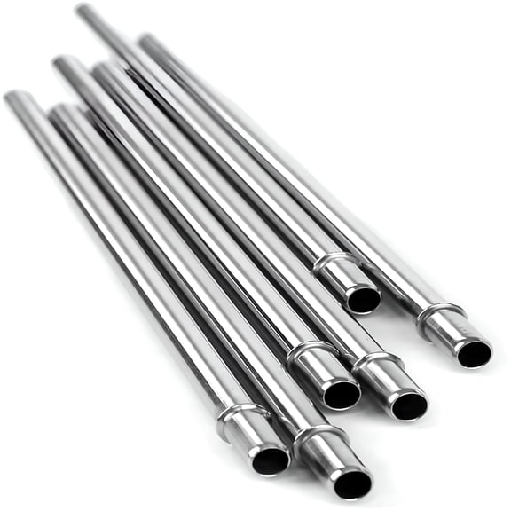 ACDANC Stainless Steel Reusable Straws,9.5-inches Straight Metal Straw for Drinking Hot and Cold Beverages,Designed with Stopper,Set of 6 Metal Straws