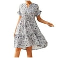 thumbnail image 2 of SMihono Robes Bohèmes d'Été pour Femmes Grande Taille Mode d'Été Robe Longue Ample Manches Courtes Col Rond Asymétrique Évasée à Étages Robe Longue de Plage, 2 of 6