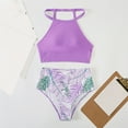 thumbnail image 4 of Ashirexll Womens Swimsuits Fashion Women Split Swimsuit Show Waist Printing Sexy Bikini Swimsuit Coverup Bathing Suit for Women Bathing Suits Purple XL, 4 of 4