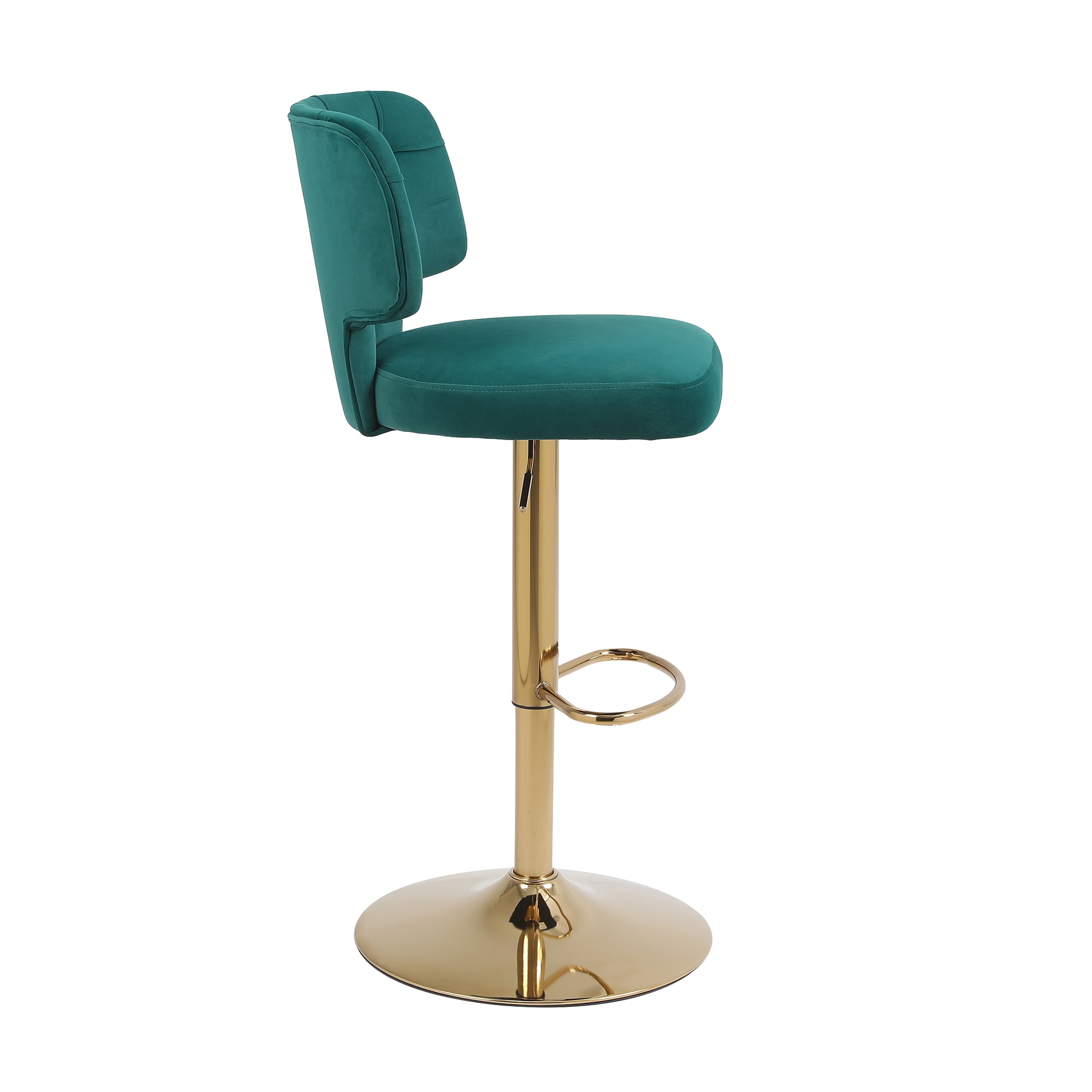 Kadyn Set of 2 Adjustable Swivel Bar Stools Chair with Back& Footrest for Home, Emerald Kadyn Set of 2 Adjustable Swivel Bar Stools Chair with Back& Footrest for Home, Emerald
