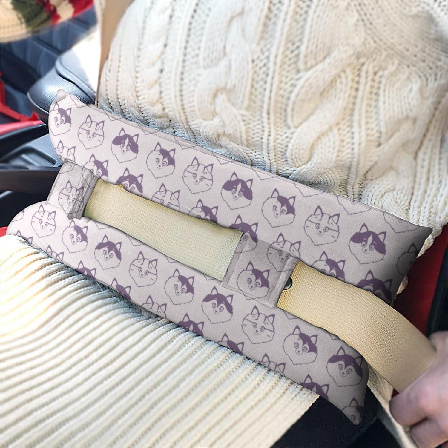 Funny Cat Illustration Seatbelt Cushion - Post-Surgery Mastectomy & Heart Surgery Recovery Pillow - Soft Car Travel Pad for Cat Lovers