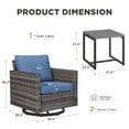 thumbnail image 7 of Unnifurnzi Outdoor Swivel Rocking Chairs-3 Pieces Patio Bistro Sets Rattan Chairs Set of 2 with Patio Side Table for Deck Porch Garden Backyard-Gray/Blue, 7 of 7