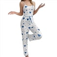 thumbnail image 1 of Pijama de Dos Piezas con Top Corto con Estampado de Corazones y Pantalones Anchos para Mujer. Ropa de Dormir para Estar en Casa. Amor Azul S, 1 of 7