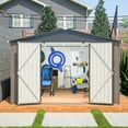 thumbnail image 4 of LZBEITEM 10 x 10 ft Outdoor Storage Shed, Metal Garden Tool Shed with Lockable Door, Outside Sheds & Storage Galvanized Steel, Brown, 4 of 8