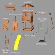 Backyard Discovery Sterling Point Cedar Wood Swing Set, Slide, Clubhouse, Wooden Bridge