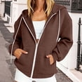thumbnail image 2 of Atogsazn Womens Fleece Oversized Hoodies Casual Full Zip Long Sleeve Hooded Sweatshirt Fall Winter Tops Brown S Fashion, 2 of 6