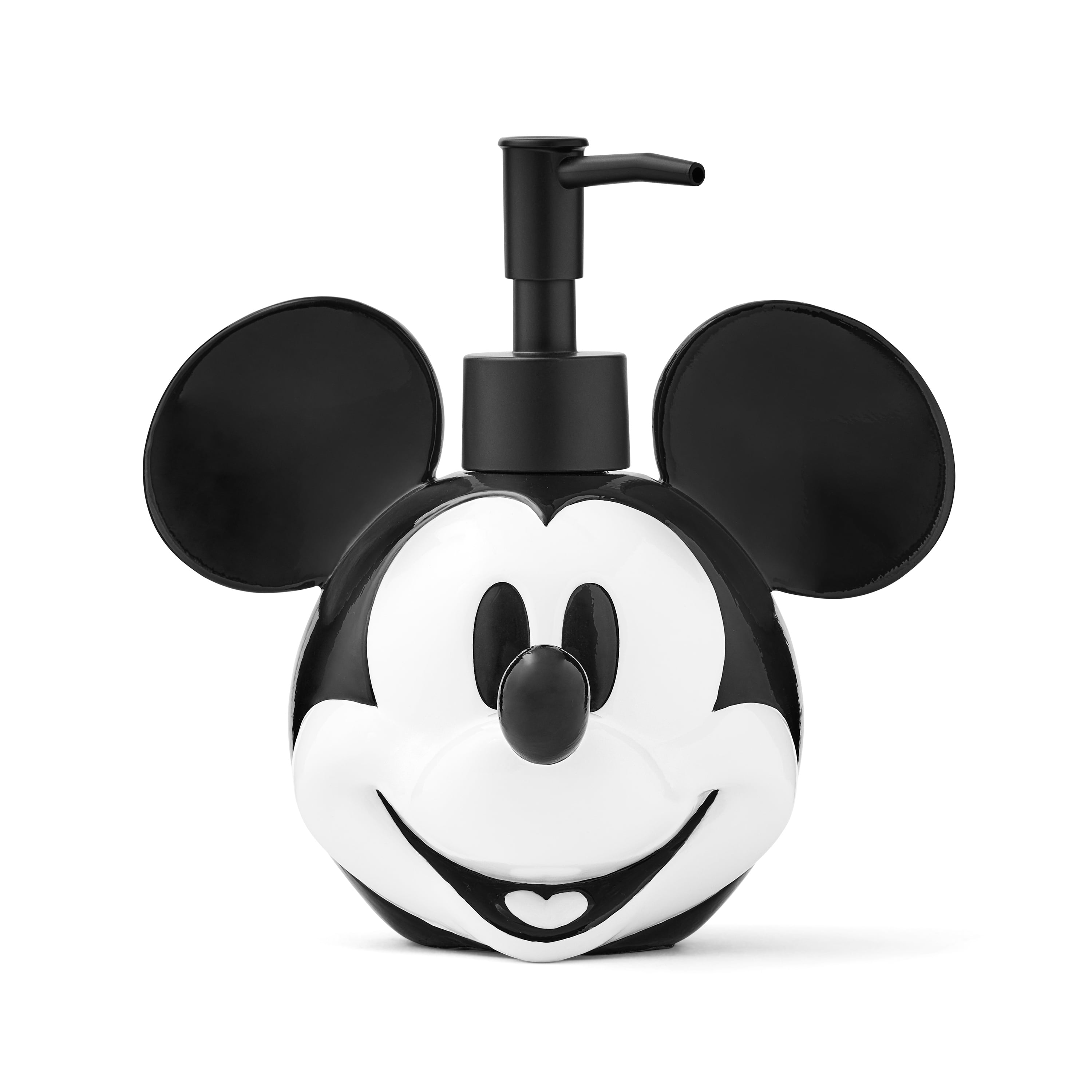 Mickey Mouse 3-Piece Bath Set, 2pk Hand Towel & Sculpted 5.5" Lotion Pump, Cotton, Poly-Resin, Black & White, Disney