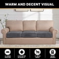 thumbnail image 4 of Velvet Stretch Couch Cushion Cover Plush Cushion Slipcover for Chair Sofa Cushion Furniture Protector Seat Cushion Sofa Cover Set of 3, 4 of 10