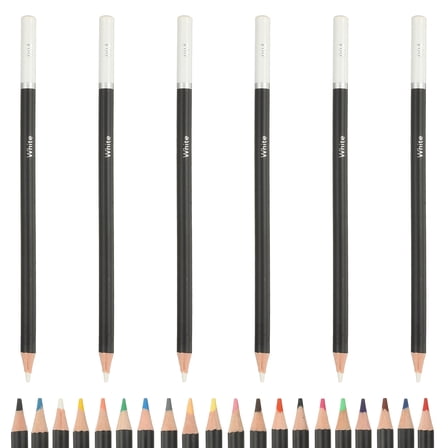 White Color Drawing Pencils for Adult Coloring Books, 6 Pcs