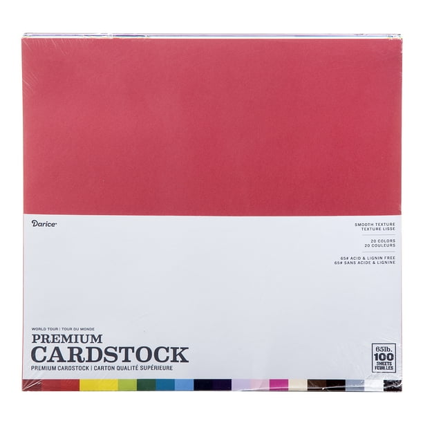 Darice 20 Color Smooth Premium Cardstock, 12" x 12", 100 Sheets
