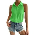 thumbnail image 2 of Ediodpoh Women's Sleeveless Button Down Shirts Blouses Solid Casual Loose V Neck Tank Tops for Work Womens Summer Tops Green XL, 2 of 9
