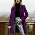 thumbnail image 2 of Wensltd Women's Long Wool Blend Overcoat with Lapel Solid Color Knee Length Classic Winter Coat with Pockets, 2 of 8