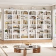 thumbnail image 4 of Homfa 18-Cube Bookcase and Bookshelves, 71.2" Triple Width 6 Tier Freestanding Arch Library Cabinet for Home Office Living Room, White Bark Texture, 4 of 8