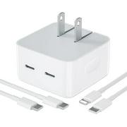 For iPhone 16/15/14/ 13 /12 Fast Charger,35W foldable Dual USB-C Port Compact Power Adapter,Dual Type C Port Cell Phone Wall Charger Block