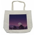 thumbnail image 1 of Cityscape Shopping Bag, Old City Illustration Houses Buildings Full Moon Starry Night Sky Silhouette, Eco-Friendly Reusable Bag for Groceries Beach and More, 15.5" X 14.5", Cream, by Ambesonne, 1 of 2