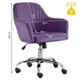 thumbnail image 3 of JONPONY Home Office Desk Chair, Velvet Vanity Chair with Back and Wheels, 360 Swivel, Height Adjustable, Armless Design, Rolling Chair for Vanity Room, Makeup Room, Bedroom, Classroom, PURPLE, 3 of 9