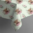 thumbnail image 5 of Green Highland Cow Flower Pattern Square Tablecloth,Waterproof Square Table Cover,Wipeable Spillproof Washable Table Cover for Home Kitchen Party Decor 60"x60"(152x152cm), 5 of 6