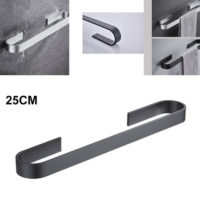 Toallero Toallero Toallero Baño Toallas Estante Percha Negro Plata Aluminio-Magnesio Colgar En La Pared Toallero Organizador Cocina Estante De Almacenamiento Advancent HA024331-01
