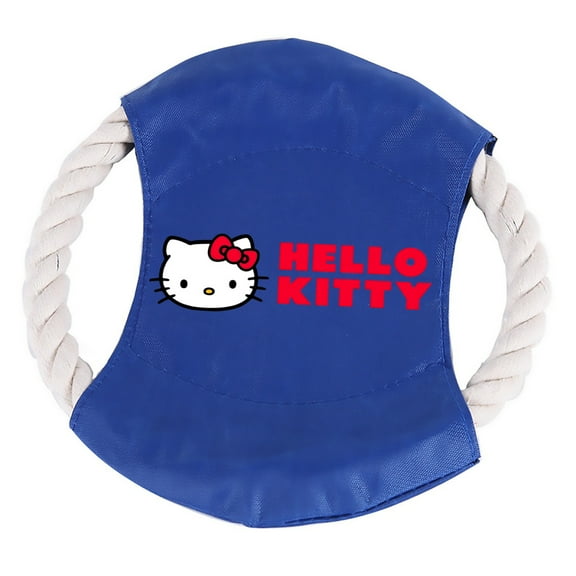 Hello Kitty Dog Toys Flying Disc Rope Toy Chew Toys for Dogs Flying Discs Training Cotton Rope Frisbee Blue