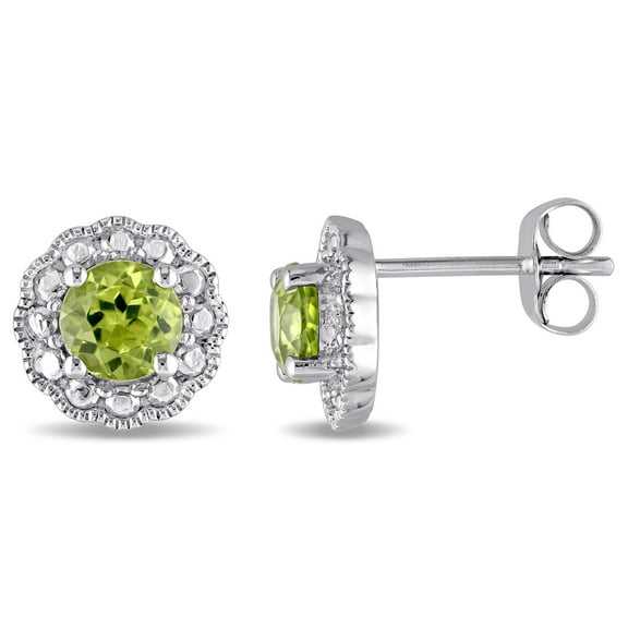 Everly Women's Peridot 10k White Gold Earrings