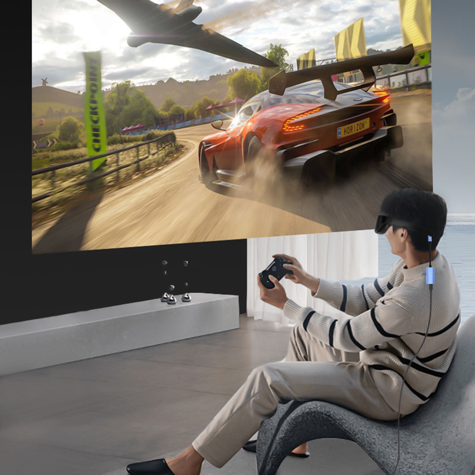 COOLHOOD USB C/HD2.0 Charging Adapter Cable Virtual Reality Glasses Power Supply Converter Cord Wire for Gaming