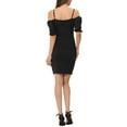 thumbnail image 3 of Unique Bargains Robe Mini Froncée à Manches Courtes et Col Halter pour Femmes Noir L, 3 of 5