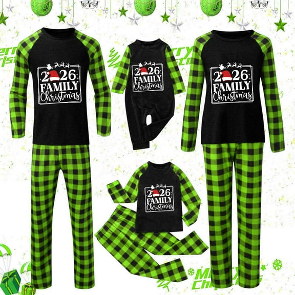 Family Matching Christmas Pyjamas Set Matching Family Pajamas Sets Xmas Pjs Sleepwear Christmas PJ's and Plaid Printed Holiday Long Sleeve Loungewear