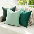 thumbnail image 5 of 24x24 Inch Euro Sham Velvet Pillow Covers, Set of 2 Large Square Christmas Decorative Pillows -Green Super Soft for King Bed, Sofa, Couch, Accent Chairs, 5 of 8