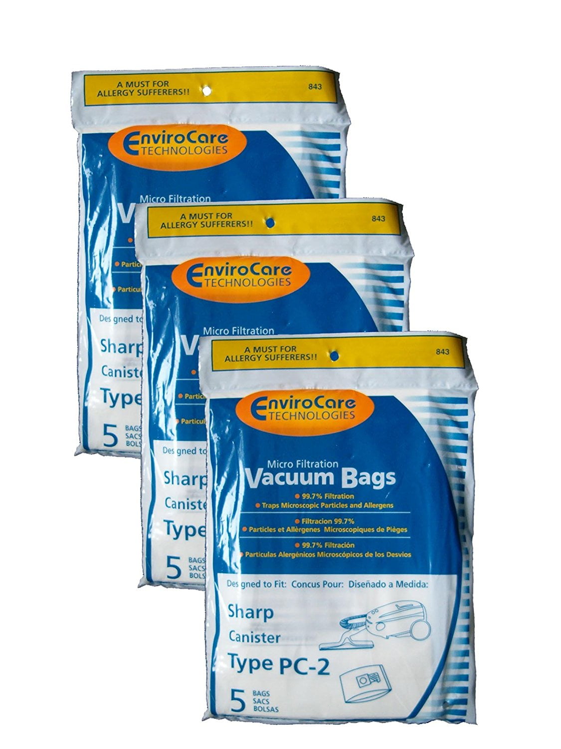 [15] Sharp Canister Type PC2 Vacuum Cleaner Allergy Bags, EC10PC2, EC